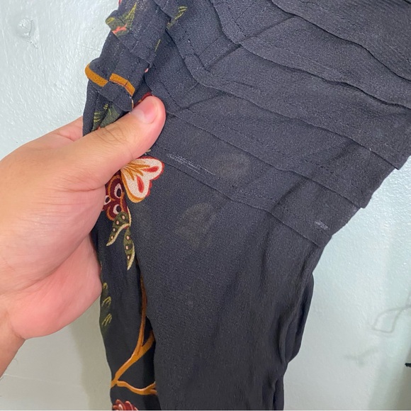 Farm Rio Berry Garden Long Sleeve Pleated Maxi Dress Floral Medium MISSING SASH - Picture 9 of 11